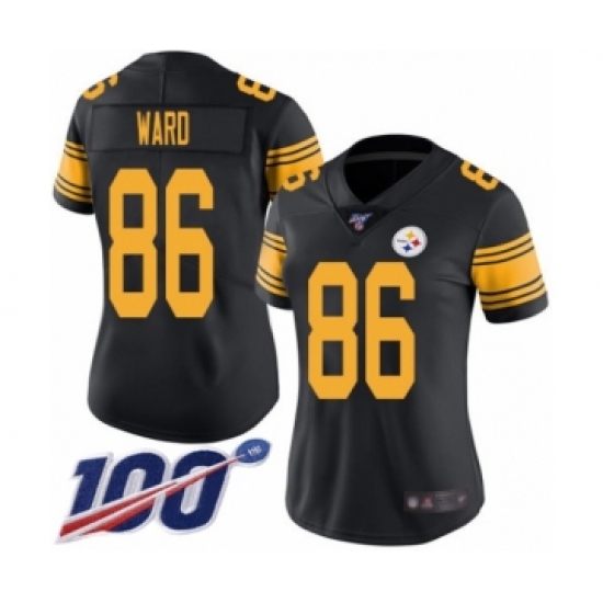 Women's Pittsburgh Steelers 86 Hines Ward Limited Black Rush Vapor Untouchable 100th Season Football Jersey