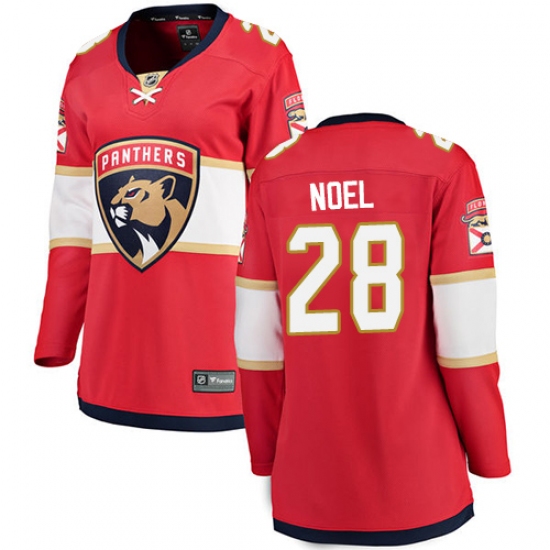 Women's Florida Panthers 28 Serron Noel Authentic Red Home Fanatics Branded Breakaway NHL Jersey