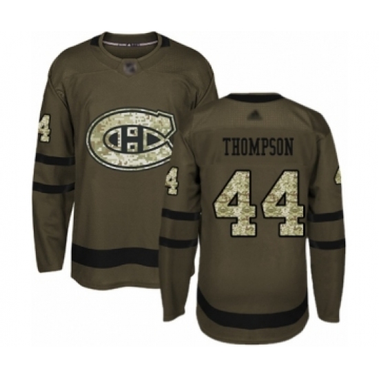 Men's Montreal Canadiens 44 Nate Thompson Authentic Green Salute to Service Hockey Jersey