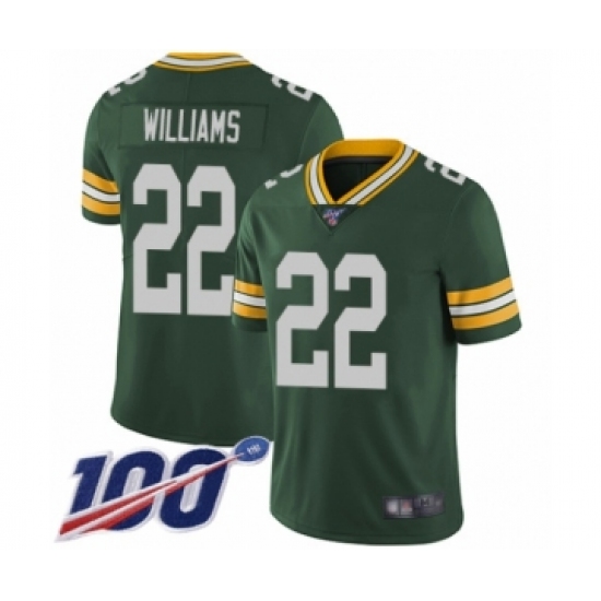 Men's Green Bay Packers 22 Dexter Williams Green Team Color Vapor Untouchable Limited Player 100th Season Football Jersey
