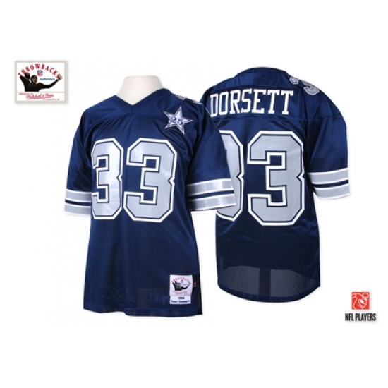 Mitchell and Ness Dallas Cowboys 33 Tony Dorsett Authentic Navy Blue 25TH Patch Throwback NFL Jersey