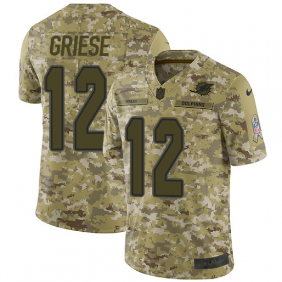 Men's Nike Miami Dolphins 12 Bob Griese Limited Camo 2018 Salute to Service NFL Jersey