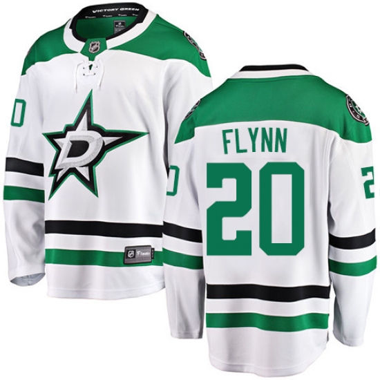 Men's Dallas Stars 20 Brian Flynn Authentic White Away Fanatics Branded Breakaway NHL Jersey