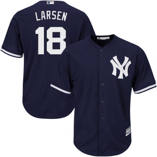 Men's Majestic New York Yankees 18 Don Larsen Replica Navy Blue Alternate MLB Jersey