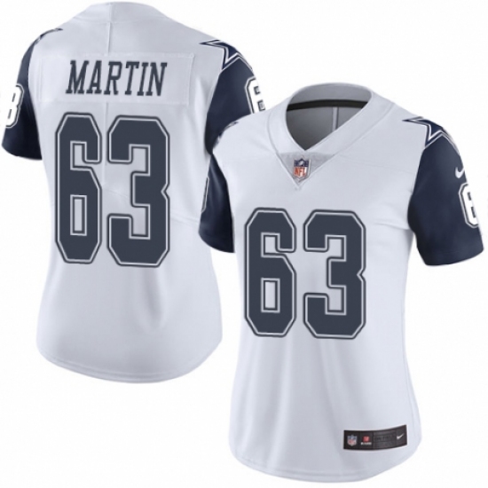 Women's Nike Dallas Cowboys 63 Marcus Martin Limited White Rush Vapor Untouchable NFL Jersey