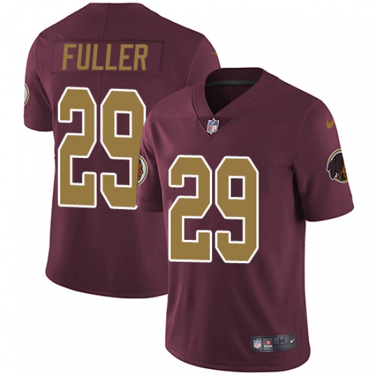 Youth Nike Washington Redskins 29 Kendall Fuller Burgundy Red/Gold Number Alternate 80TH Anniversary Vapor Untouchable Limited Player NFL Jersey