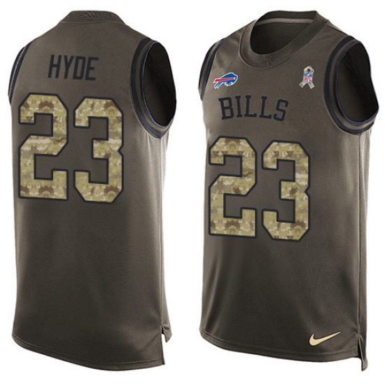 Men's Nike Buffalo Bills 23 Micah Hyde Limited Green Salute to Service Tank Top NFL Jersey