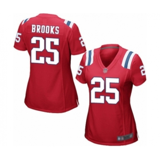 Women's New England Patriots 25 Terrence Brooks Game Red Alternate Football Jersey
