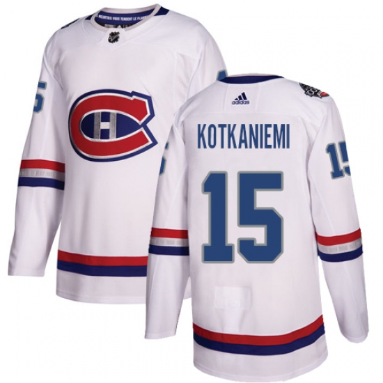 Men's Adidas Montreal Canadiens 15 Jesperi Kotkaniemi Authentic White 2017 100 Classic NHL Jersey