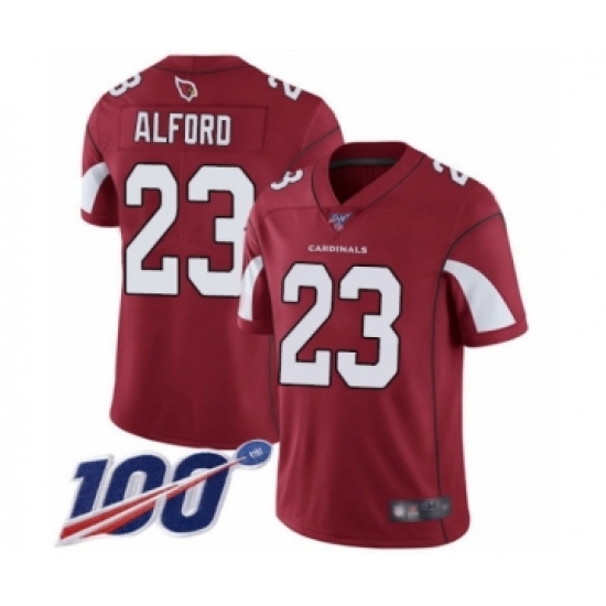 Men's Arizona Cardinals 23 Robert Alford Red Team Color Vapor Untouchable Limited Player 100th Season Football Jersey