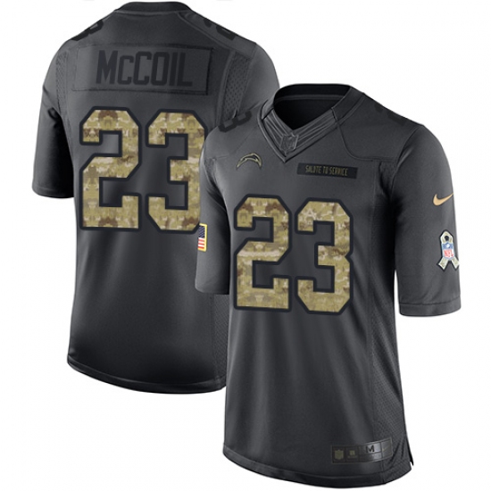Men's Nike Los Angeles Chargers 23 Dexter McCoil Limited Black 2016 Salute to Service NFL Jersey