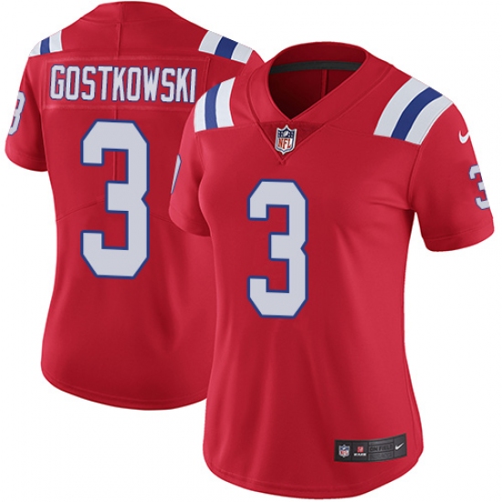 Women's Nike New England Patriots 3 Stephen Gostkowski Red Alternate Vapor Untouchable Limited Player NFL Jersey