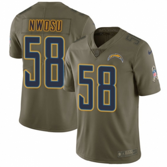 Youth Nike Los Angeles Chargers 58 Uchenna Nwosu Limited Olive 2017 Salute to Service NFL Jersey
