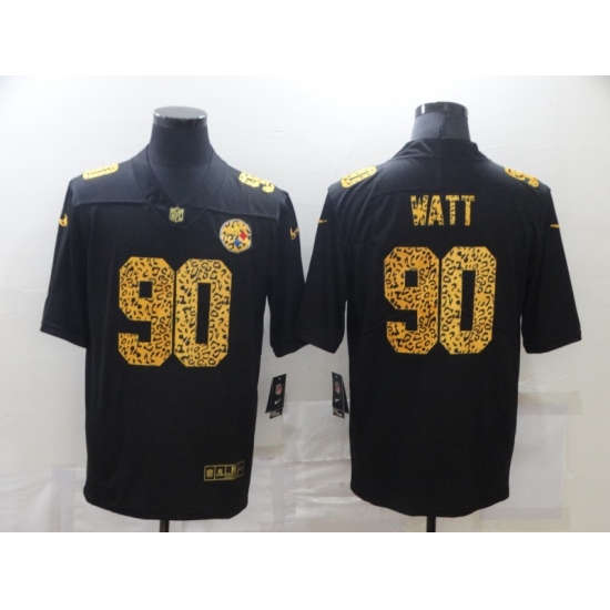 Men's Pittsburgh Steelers 90 T. J. Watt Black Nike Leopard Print Limited Jersey
