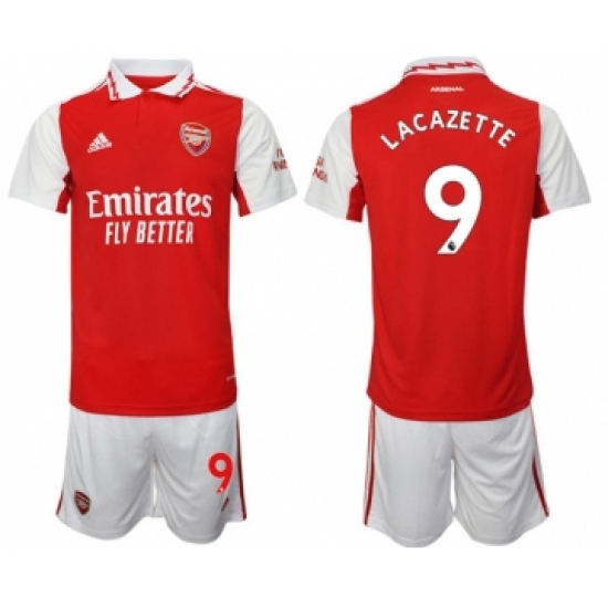 Men's Arsenal F.C 9 Lacazette 2023 Red Home Soccer Jersey Suit