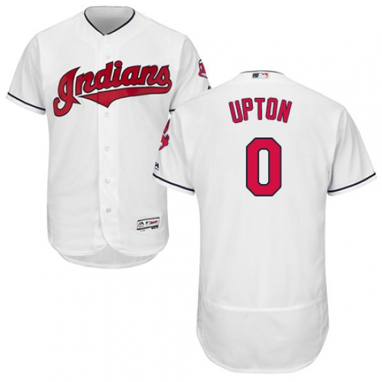 Men's Majestic Cleveland Indians 0 B.J. Upton White Home Flex Base Authentic Collection MLB Jersey