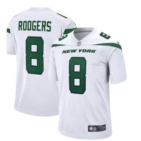Men's New York Jets 8 Aaron Rodgers White 2023 Vapor Untouchable Stitched Nike Limited Jersey