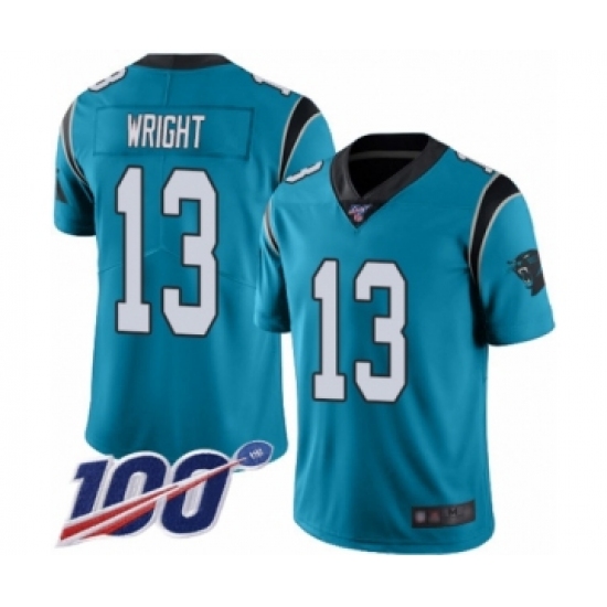 Men's Carolina Panthers 13 Jarius Wright Blue Alternate Vapor Untouchable Limited Player 100th Season Football Jersey