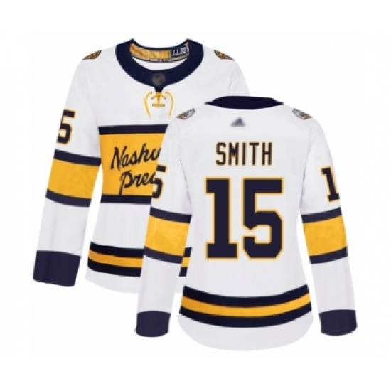 Women's Nashville Predators 15 Craig Smith Authentic White 2020 Winter Classic Hockey Jersey