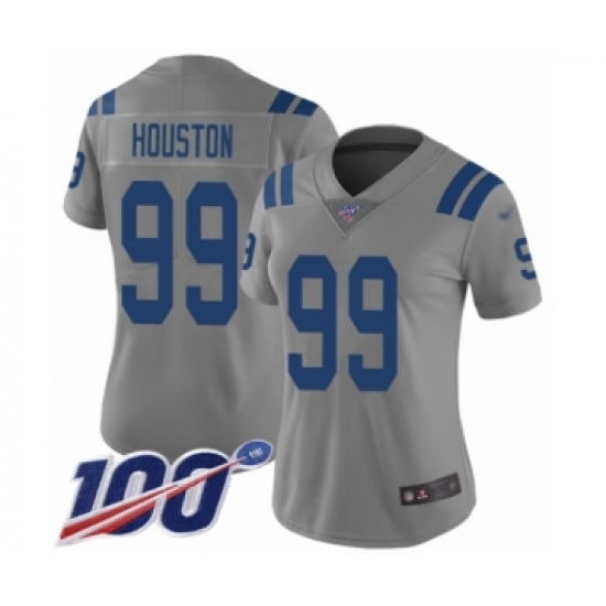 Women's Indianapolis Colts 99 Justin Houston Limited Gray Inverted Legend 100th Season Football Jersey