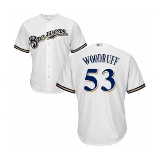 Youth Milwaukee Brewers 53 Brandon Woodruff Authentic White Alternate Cool Base Baseball Jersey