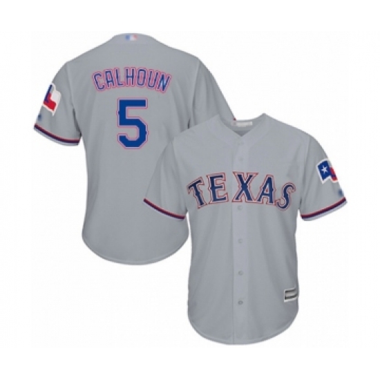 Youth Texas Rangers 5 Willie Calhoun Authentic Grey Road Cool Base Baseball Player Jersey