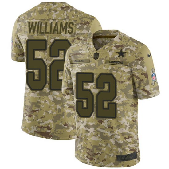 Men's Nike Dallas Cowboys 52 Connor Williams Limited Camo 2018 Salute to Service NFL Jersey