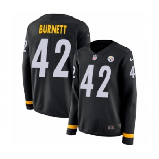 Women's Nike Pittsburgh Steelers 42 Morgan Burnett Limited Black Therma Long Sleeve NFL Jersey