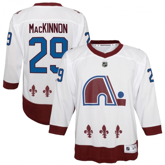 Youth Colorado Avalanche 29 Nathan MacKinnon White 2020-21 Special Edition Replica Player Jersey