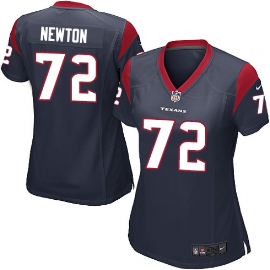 Women's Nike Houston Texans 72 Derek Newton Game Navy Blue Team Color NFL Jersey