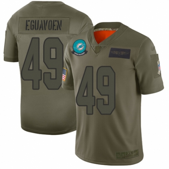 Men's Miami Dolphins 49 Sam Eguavoen Limited Camo 2019 Salute to Service Football Jersey
