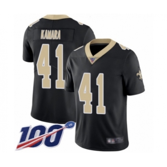 Men's New Orleans Saints 41 Alvin Kamara Black Team Color Vapor Untouchable Limited Player 100th Season Football Jersey