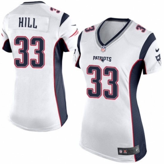Women's Nike New England Patriots 33 Jeremy Hill Game White NFL Jersey