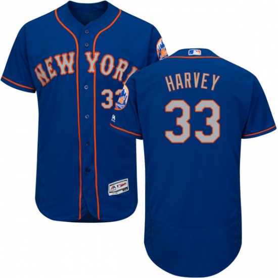 Men's Majestic New York Mets 33 Matt Harvey Royal/Gray Alternate Flex Base Authentic Collection MLB Jersey