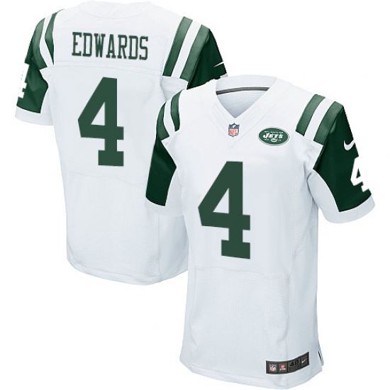 Men's Nike New York Jets 4 Lac Edwards Elite White NFL Jersey