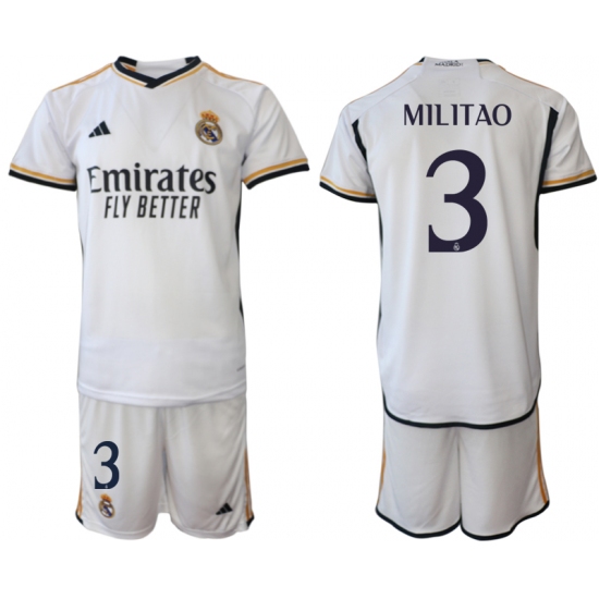 Men's Real Madrid 3 Militao 2023-24 White Home Soccer Jersey
