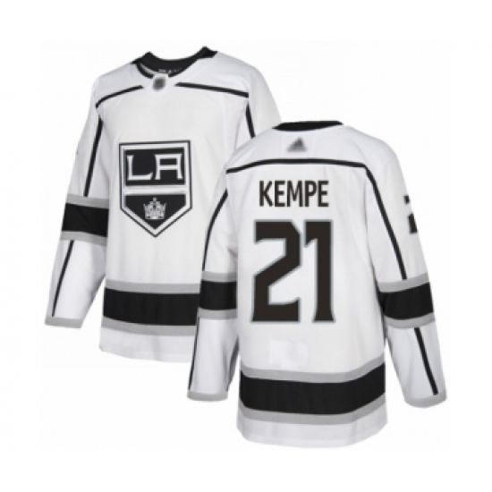 Men's Los Angeles Kings 21 Mario Kempe Authentic White Away Hockey Jersey
