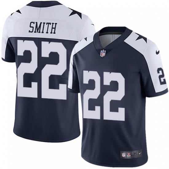 Youth Nike Dallas Cowboys 22 Emmitt Smith Navy Blue Throwback Alternate Vapor Untouchable Limited Player NFL Jersey
