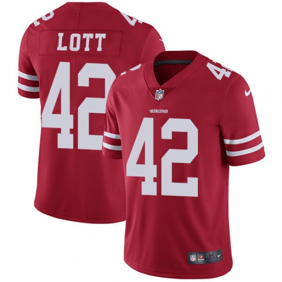 Youth Nike San Francisco 49ers 42 Ronnie Lott Elite Red Team Color NFL Jersey