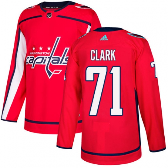 Men's Adidas Washington Capitals 71 Kody Clark Authentic Red Home NHL Jersey