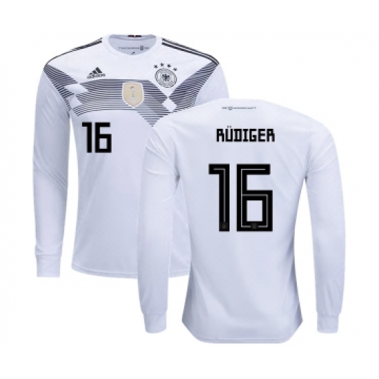 Germany 16 Rudiger Home Long Sleeves Kid Soccer Country Jersey