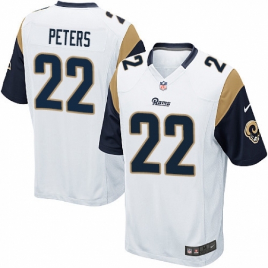 Men's Nike Los Angeles Rams 22 Marcus Peters Game White NFL Jersey