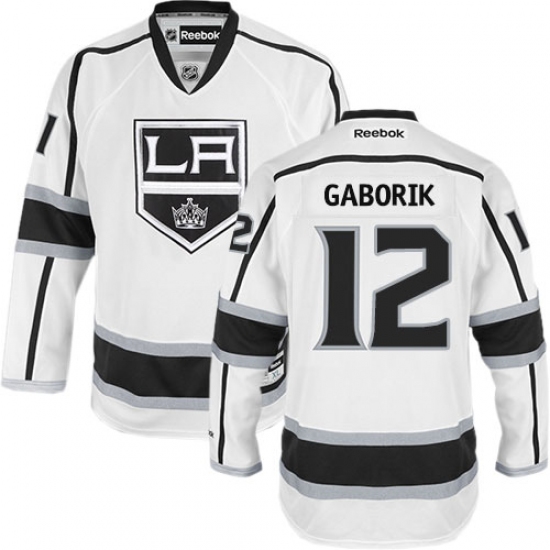 Men's Reebok Los Angeles Kings 12 Marian Gaborik Authentic White Away NHL Jersey