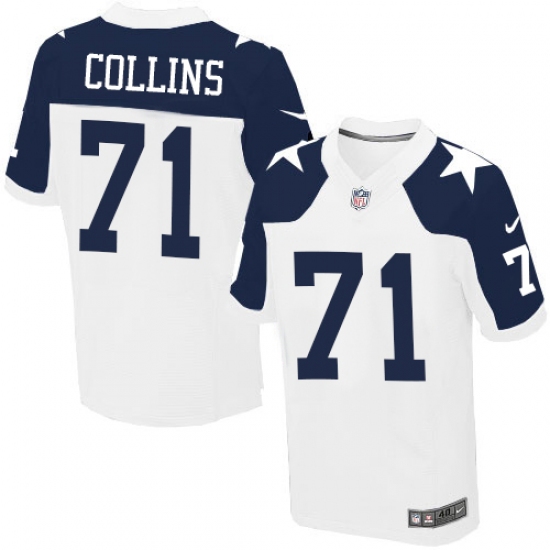 Men's Nike Dallas Cowboys 71 La'el Collins Elite White Throwback Alternate NFL Jersey