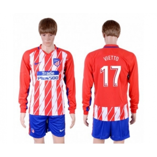 Atletico Madrid 17 Vietto Home Long Sleeves Soccer Club Jersey