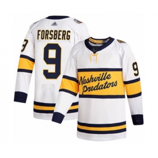 Men's Nashville Predators 9 Filip Forsberg Authentic White 2020 Winter Classic Hockey Jersey
