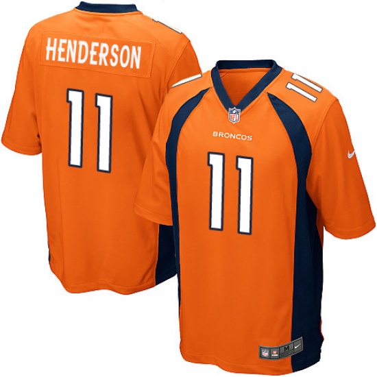Men's Nike Denver Broncos 11 Carlos Henderson Game Orange Team Color NFL Jersey