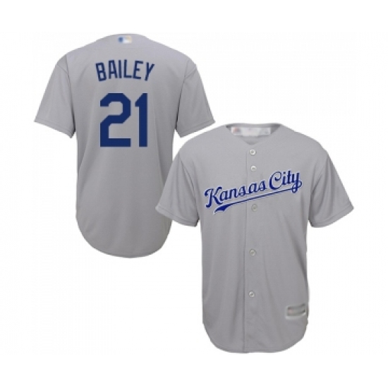Men's Kansas City Royals 21 Homer Bailey Replica Grey Road Cool Base Baseball Jersey