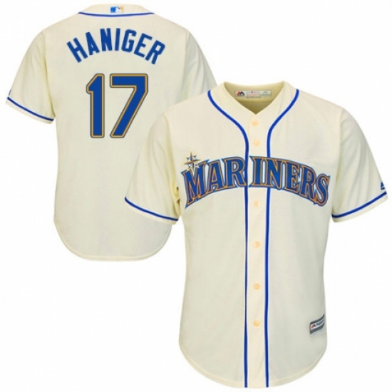 Youth Majestic Seattle Mariners 17 Mitch Haniger Authentic Cream Alternate Cool Base MLB Jersey