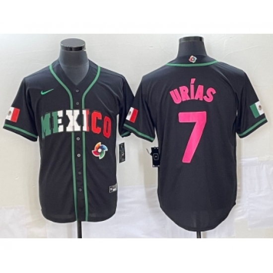 Men's Mexico Baseball 7 Julio Urias 2023 Black World Baseball Classic Stitched Jersey1